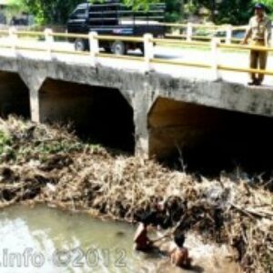 Cegah Banjir, Linmas Inti Bersihkan Sungai