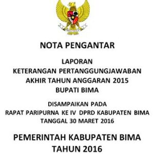 Nota Pengantar LKPJ Bupati Bima Akhir Tahun Anggaran 2015