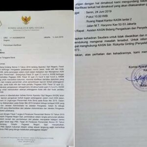 Surat Walikota Bima Dipanggil KASN, Beredar