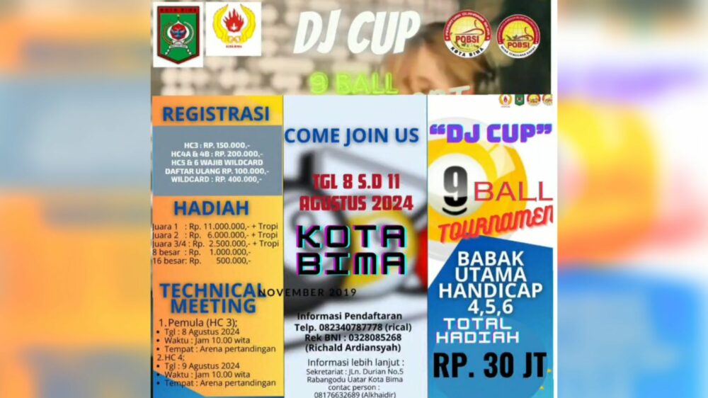 Open Turnamen DJ Cup se-NTB, POBSI Kota Bima Persiapkan Atlet untuk Kejurprov dan Porprov 2026 - Kabar Harian Bima