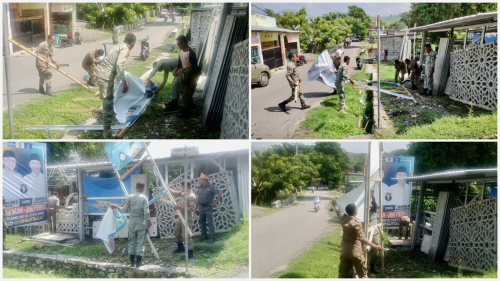 Pol PP Kota Bima Intensifkan Penertiban Alat Peraga Kampanye di Masa Tenang - Kabar Harian Bima