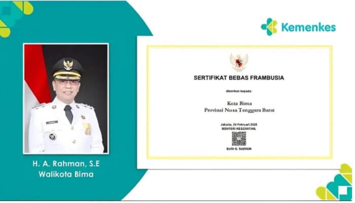 Kota Bima Raih Sertifikat Bebas Frambusia dari Kementerian Kesehatan