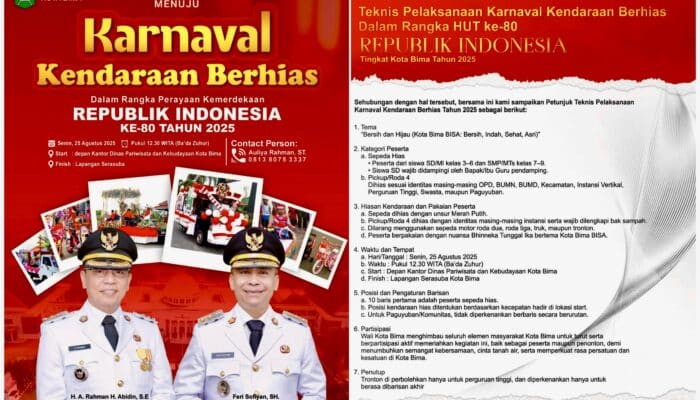 Besok Kendaraan Berhias, Wali Kota Bima Ajak Masyarakat Ramaikan dan Sukseskan