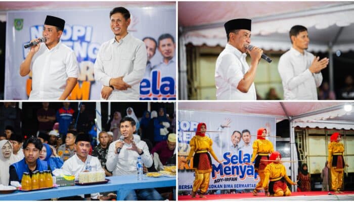 Selasa Menyapa di Madapangga, Ady-Irfan Ajak Warga Ngopi Bareng dan Dukung Produk Lokal