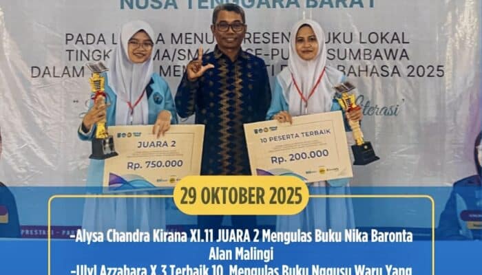 Hebat, Siswa SMAN 1 Kota Bima Sabet Juara II Lomba Menulis Resensi Buku se-Pulau Sumbawa