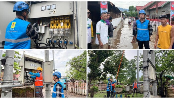 PLN UP3 Bima Gerak Cepat Amankan Jaringan Listrik Pasca Banjir Madapangga