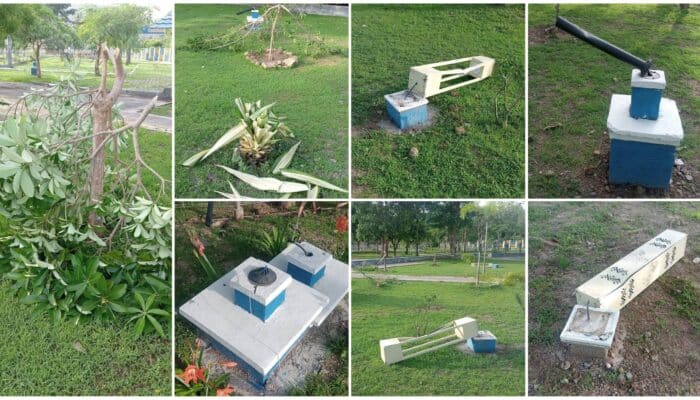 Tindakan Brutal, Lampu dan Tanaman di Taman Batas Kota Dirusak Oknum Warga