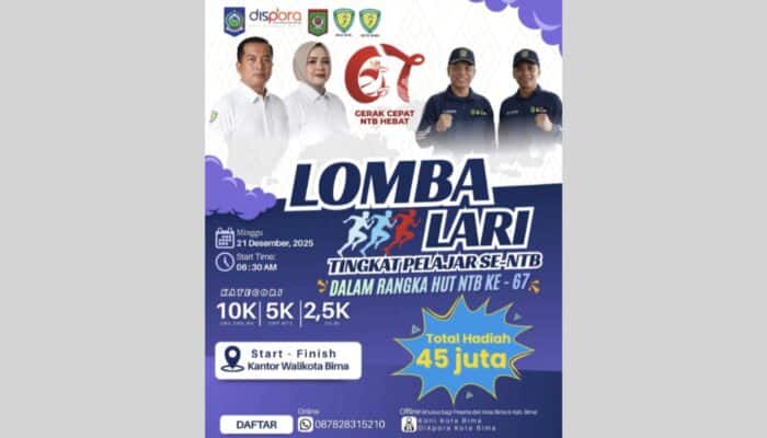 Semarak HUT NTB, PASI Kota Bima Gelar Lomba Lari Tingkat Pelajar