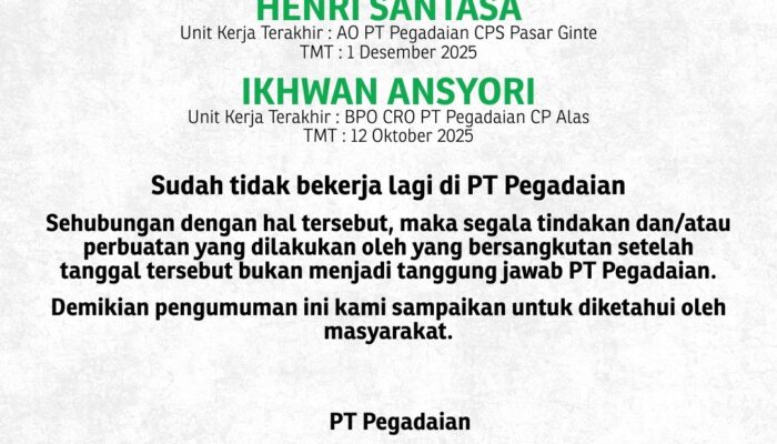 Pemberitahuan PT Pegadaian Kanwil Denpasar kepada Masyarakat