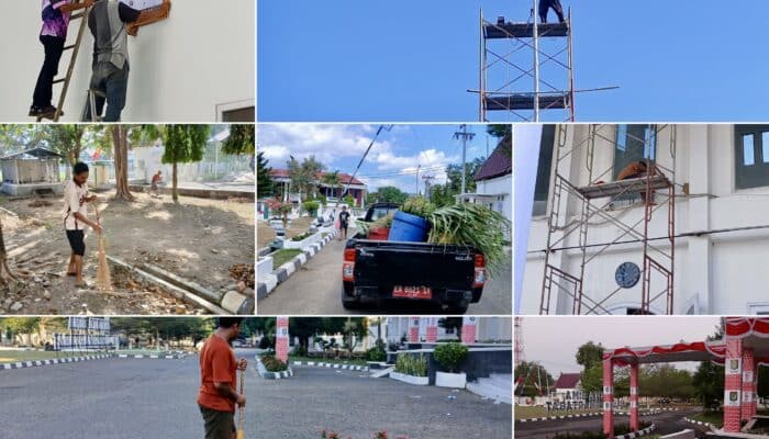 Jelang HUT RI, Bagian Umum Setda Kota Bima Benahi Kantor Pemkot