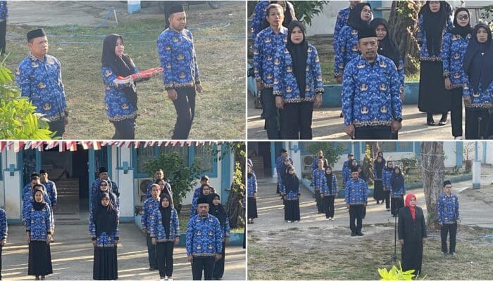 HUT ke-81 RI, Dinas Kominfotik Kota Bima Gelar Upacara Khidmat di Halaman Kantor