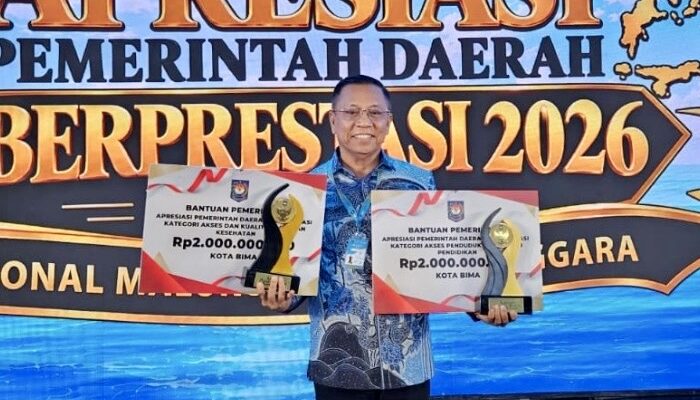 Kota Bima Borong 2 Penghargaan Terbaik I Nasional, Bawa Pulang Insentif Rp4 Miliar