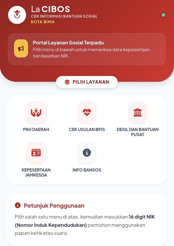 Dinsos Kota Bima Luncurkan LaCibos untuk Cek Bantuan Sosial, Cukup Masukkan NIK