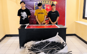Polsek Wawo Bekuk 3 Terduga Pencuri Kabel PLN Bersama Barang Bukti